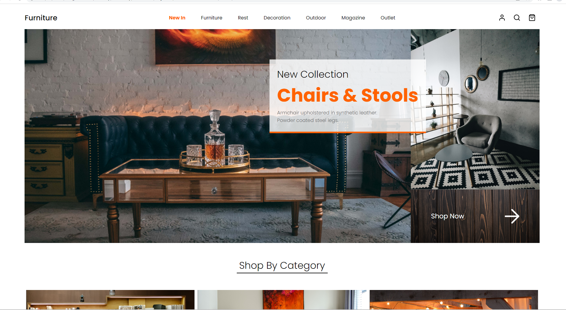 Screenshot of furniture shop website